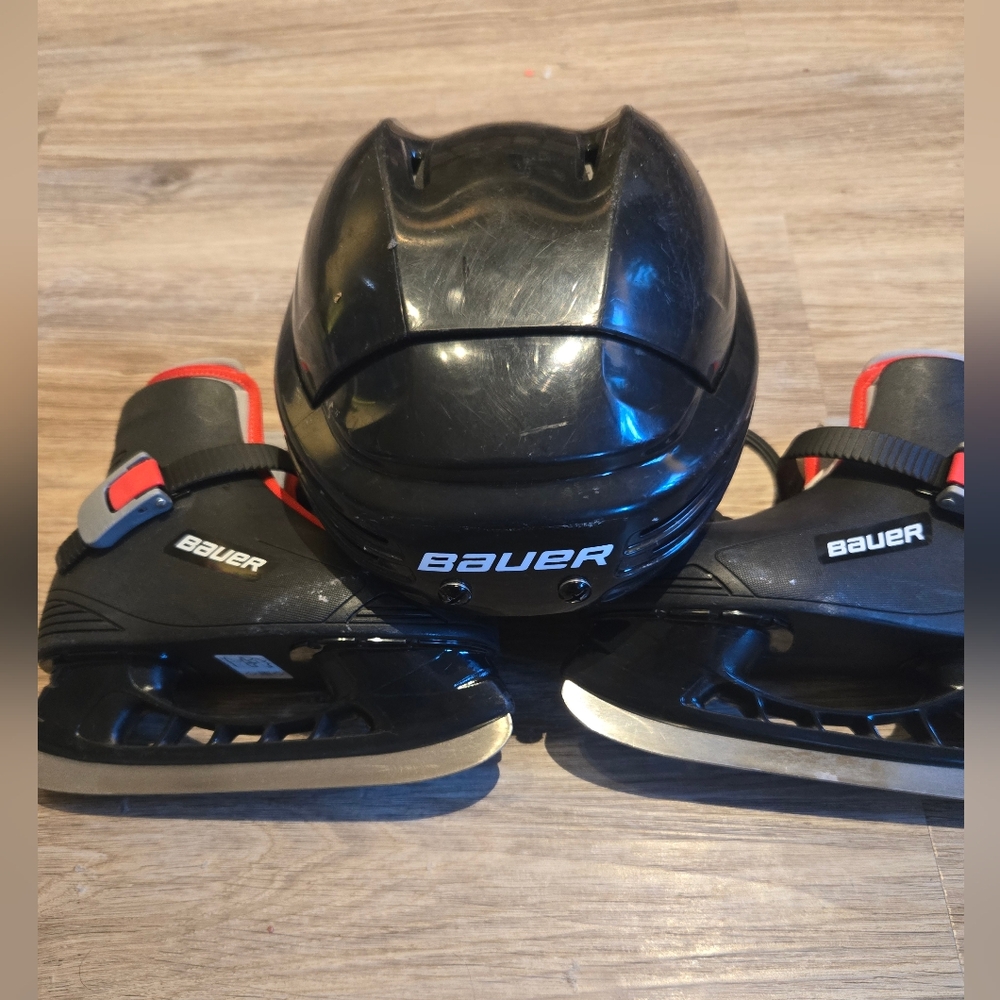 Bauer toddler size 10/11 ice skates & Bauer Jr Sized hockey
